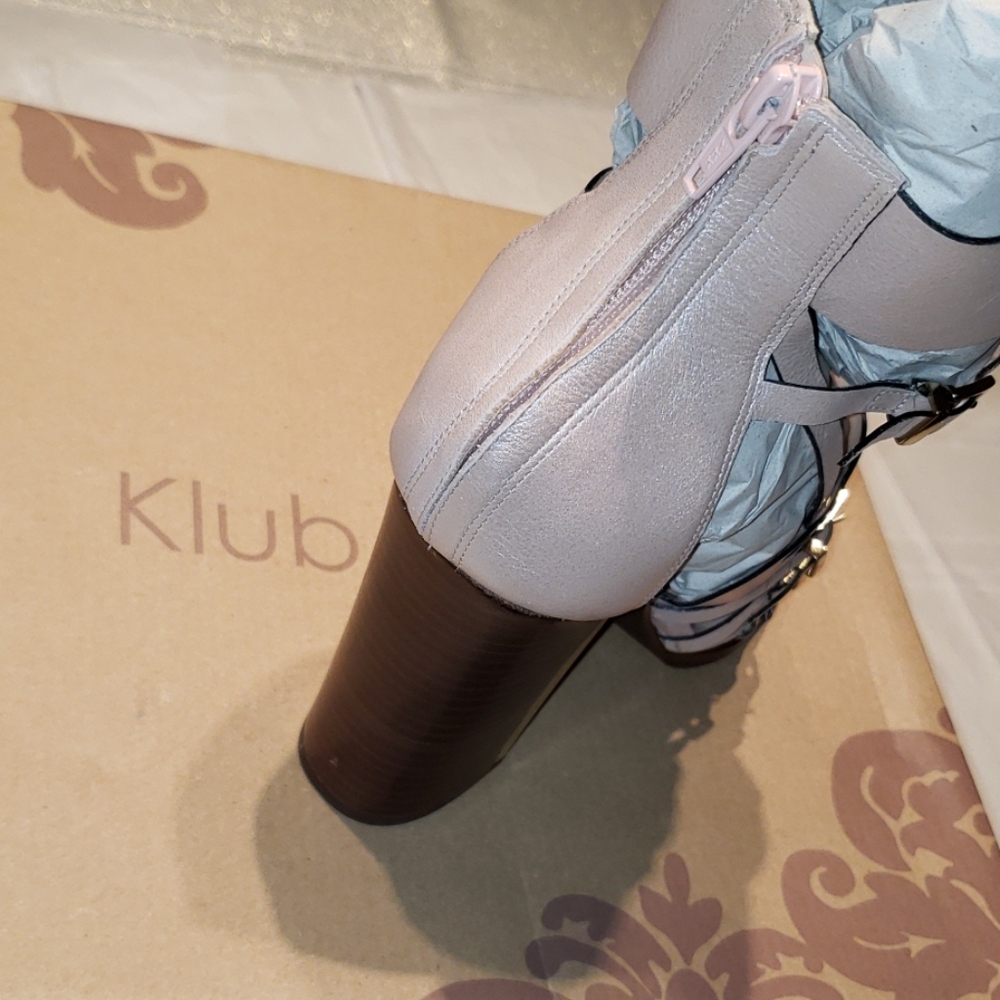Klub Nico New Heels Sandals Strappy ALL Leather Luxe Celeb Chic Gold Women's 9 - Picture 9 of 15